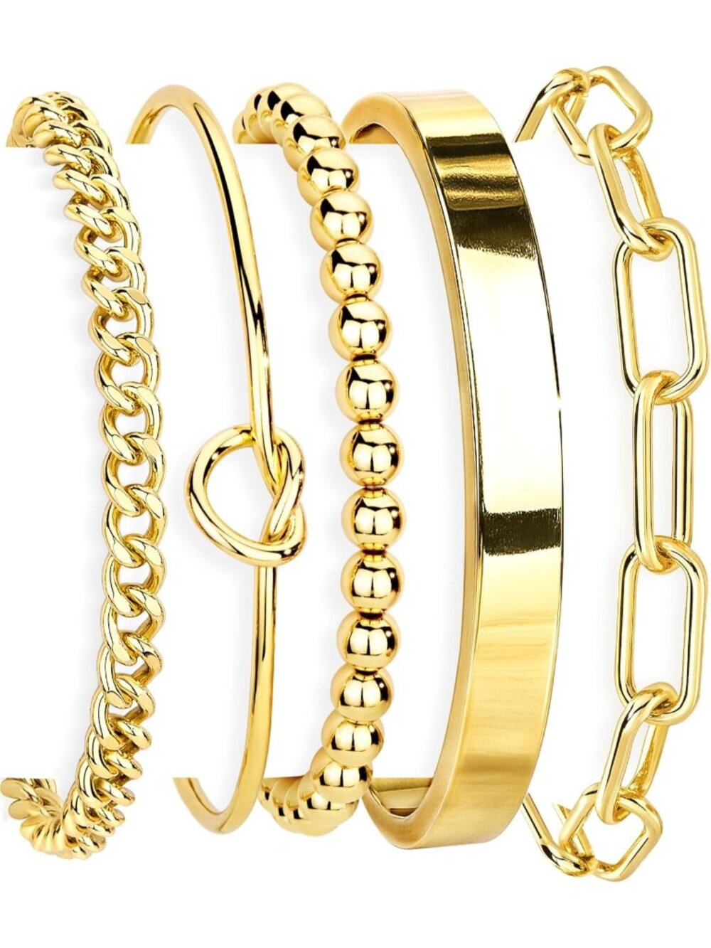 Women's Gold Paperclip Set For 14 Gold Plated Non Tarnish Stackable Bangles